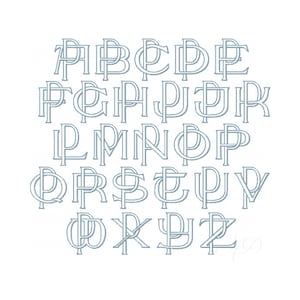26 Letra P 3.6" Dos Letras Tipo Contorno Bordado Monograma Tipo Formal Tejido Fuentes Entrelazadas Herrington Diseño 4x4 PES BX