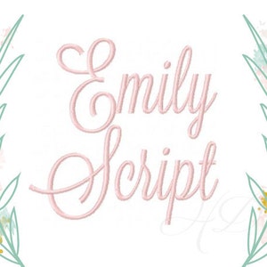 3.5&quot; Inch Embroidery Font Satin Stitch Vine Monogram Emily Numbers Included Interlocking Monogram  BX instant download PES