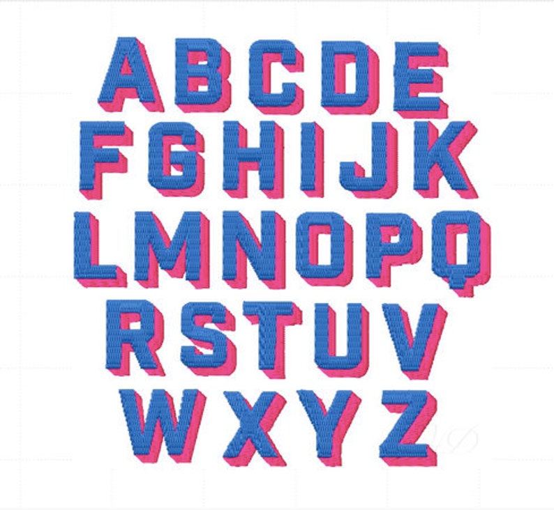 2 Block Shadow Embroidery Font Monogram Designer Stripe  Etsy