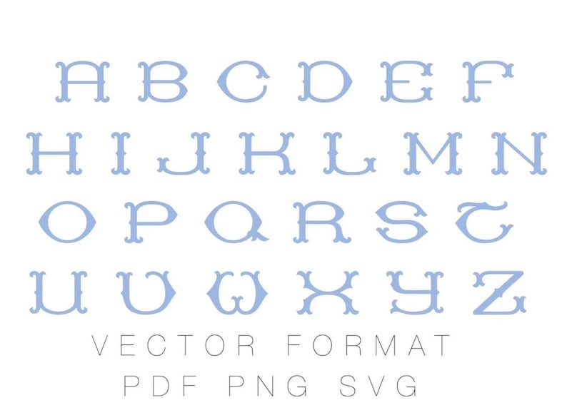 Barrett Outline and Fill Monogram PDF PNG SVG Vector Monogram Font for Cutting Machine Herrington Design Instant Download image 5