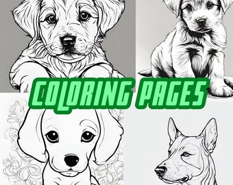 Dog Coloring Pages, Kid's Cute Puppy Coloring Sheets, Printable Coloring Book Pages For Dog Lovers, Printable Coloring Pages PDF