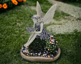 Angel Fairy Resin Statue | Fairy Garden Decoration | Miniature Garden Ornaments | Pretty Golden Fairies | Angel Figurines | Garden Ornaments