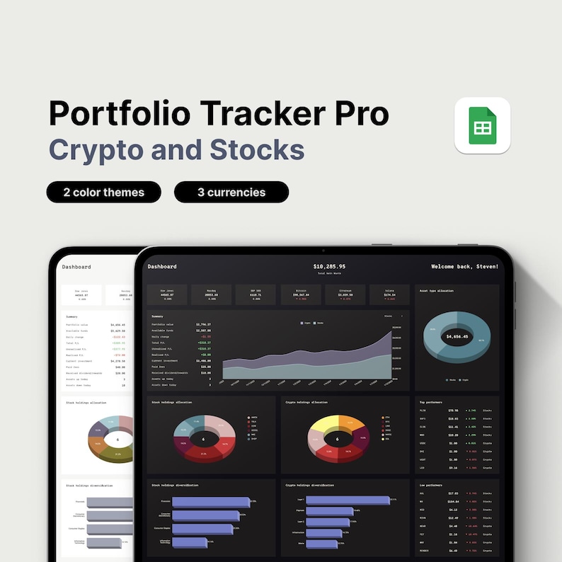 Stock & Crypto Portfolio Tracker Pro for Google Sheets - Etsy