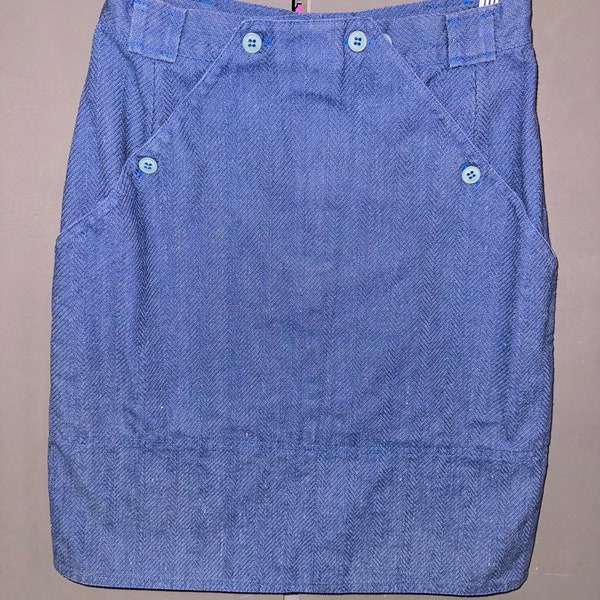 Vintage ladies skirt knee length cotton blue size 36 skirt
