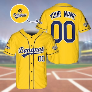 Custom Baseball Jersey, Funny Banana Baseball Jersey, Let&#39;s Go Bananas Shirt for Baseball Fans, Gift For Savannah Baseball Fan