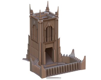 Tour de dés de la cathédrale noire | Miniature fantastique | 20 cm de haut | Dés jusqu'à 27 mm | Créateur : Crabe Miniatures | D&D | Marteau de guerre