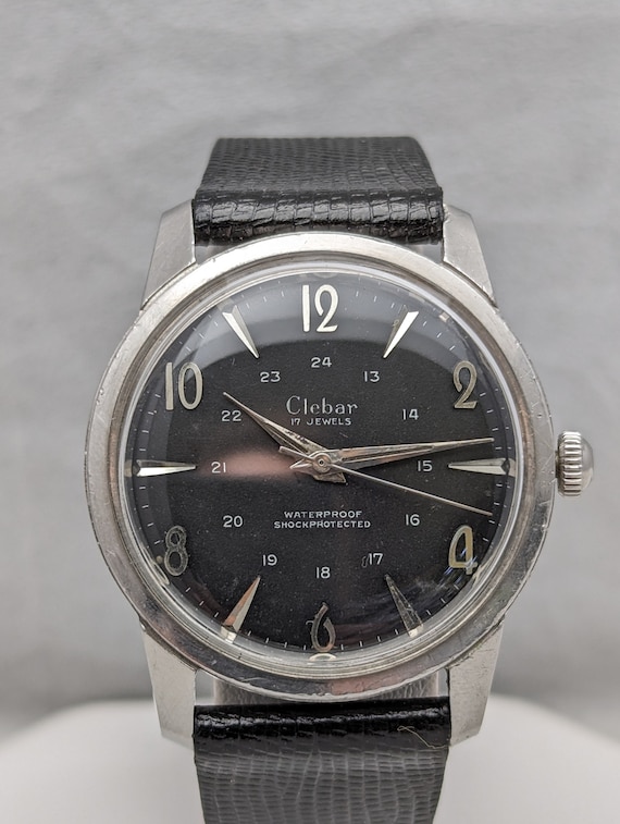 1960s Clebar 24 Hour Black Dial Watch - image 6