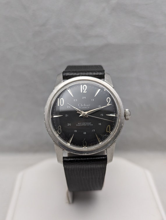 1960s Clebar 24 Hour Black Dial Watch - image 1