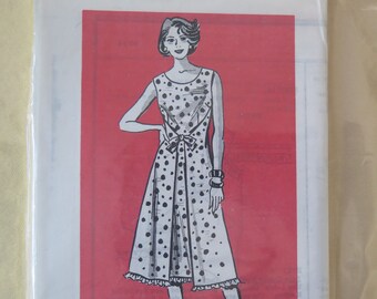 Vintage jaren '50 postorder naaipatroon voor mouwloze wikkeljurk 9124 maat 18 ONBESNEDEN