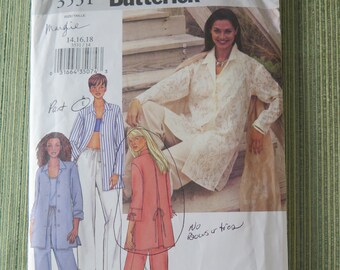Butterick 3531 Womens Loose Fitting Shirt and Pants Sewing Pattern size 14 16 18