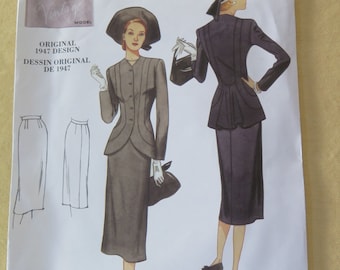 Vogue V1019 Vintage Model Original 1947 Reissue Misses Slim Skirt and Jacket Sewing Pattern size 6 8 10 12 UNCUT FF