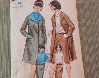 Vintage 60s Butterick 3297 Misses Coat Skirt and Blouse Sewing Pattern size 14 B34