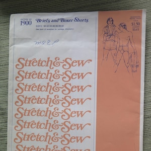 Stretch & Sew 1900 1970s Mens Designer Briefs and Boxer Shorts Pattern Adult Teen Jockey Underwear Waist 30 - 42 UNCUT