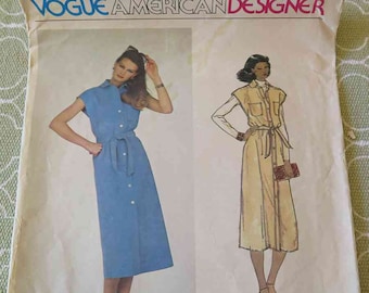 Vintage 70s Vogue 2096 American Designer Blassport Ltd Dress Jumper with Belt sewing Pattern size 12 B34