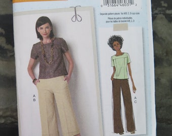 Butterick B6183 Lisette Cropped Pants and Short Sleeve Top Sewing Pattern sizes 6 8 10 12 14 UNCUT FF