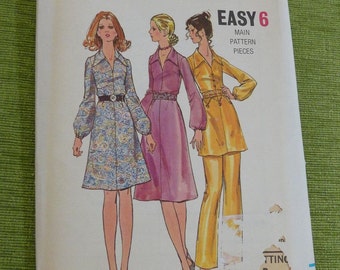 Vintage 70s Butterick 6071 Misses One Piece Dress and Pants Pattern size 12 B34 UNCUT