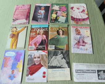Lot of 12 Crochet Needlecrafts Booklets Various Afgan Infant Sweater