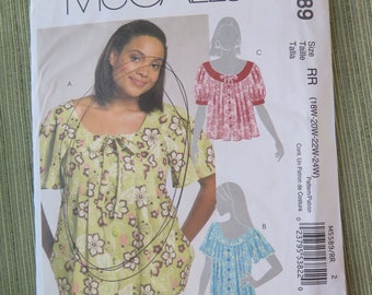 McCalls M5589 Misses and Womens Pullover Tops Sewing Pattern size 18W to 24W UNCUT