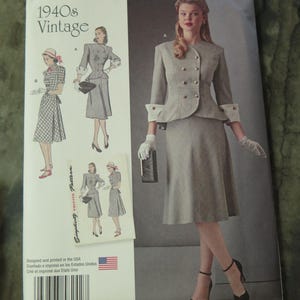 Simplicity 8242 1940s Vintage Re-Issue Sewing Pattern for Womens Two Piece Dress size 10 12 14 16 18 UNCUT FF