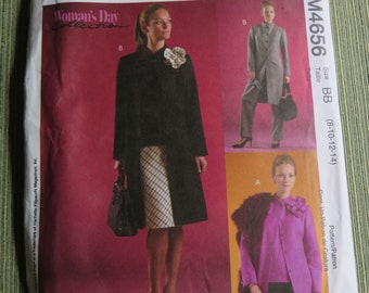 McCalls M4656Misses Unlined Jacket in Two Lengths, Top, Bias Skirt, Pants and Flower Sewing Pattern size 8 10 12 14 UNCUT FF