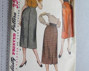 Vintage 50s Simplicity 4491 Misses Set of Skirts Sewing Pattern size Waist 24 Hips 33