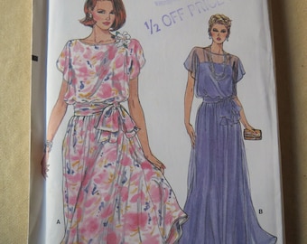 NOS Very Easy Very Vogue 9293 Misses Dress and Slip Sewing Pattern Two Lengths size 8 10 12 Uncut FF