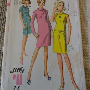 Vintage 60s Simplicity 7124 Misses Fitted Sheath Dress Pattern size 16 B 36