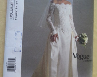 Vintage 1990s Vouge 1324 Bridal Gown Dress Designer Original by Bellville Sassoon size 6 8 10 UNCUT FF