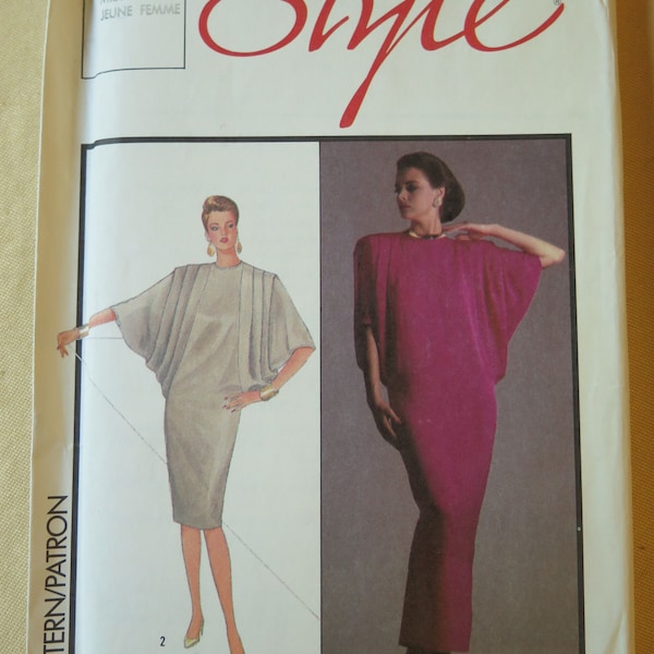 Vintage 80s STYLE 4494 Misses Dress in 2 Lengths Sewing Pattern UCUT FF size 10