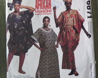 McCalls 6871 Emeba African Fashions Sewing Pattern Caftans and Tunic size S M L UNCUT