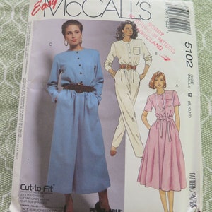 Vintage McCalls 5102 Misses Dress Jumpsuits and Tie Belts Sewing Pattern size 8 10 12 UNCUT