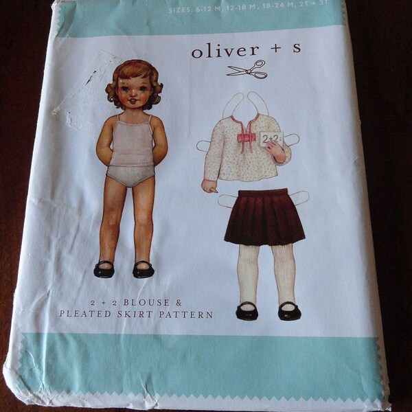 Oliver and S Childs Blouse and Pleated Skirt Sewing Pattern UNCUT Sizes 6M to 3T