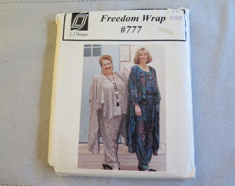 L J Designs Freedom Wrap Top and Pants Sewing Pattern One Size Fits All NEW FF