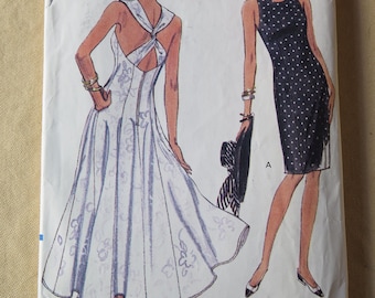 Vintage 90s Very Easy Vogue 7988 Misses Dress Criss Cross Straps in Back Midi Length of Above Knee Sewing Pattern size 6 8 10