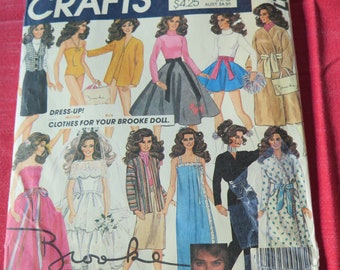 Vintage 80s McCalls Crafts 8727 Brooke Shields Dress up Clothes Sewing Pattern for your Brook Doll