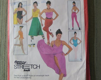 Vintage 70s Simplicity 9271 Misses Bodysuits Bodypants and Front Wrap Skirt Sewing Pattern Stretch Knits Pattern size 8 10 12 UNCUT