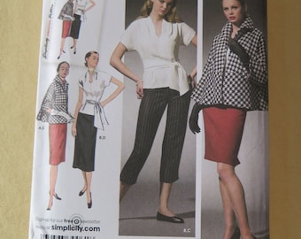 NEW Simplicity 4047 1950s Retro Misses Cropped Pants Skirt in two lengths Top Sash and Lined Jacket Sewing Pattern size 14 16 18 20 22 UNCUT