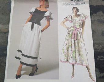 Vintage 80s Vogue 1690 KASPER American Designer Dress Sewing Pattern size 8 UNCUT