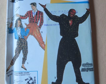 Vintage 90s M C HAMMER Loose Fit Harem Pants and Jacket Sewing Pattern Simplicity 7455 Uncut size XS-XL