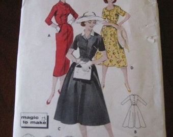 Vintage 50's Womens Two Skirt style Casual Dress Pattern Butterick 8426 sz 16 B36