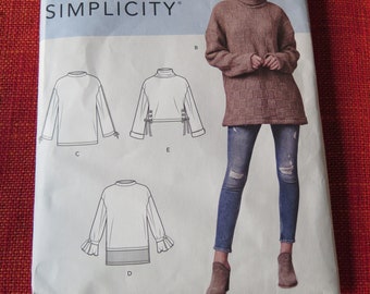 Simplicity S8738 Misses Knit Mini Dress Tunic or Top Sewing Pattern size XXS to XXL
