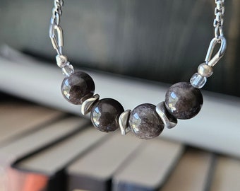 Silver obsidian bracelet