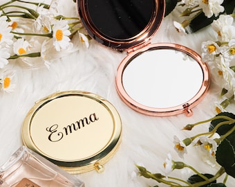 Espejo personalizado para damas de honor, regalo personalizado para despedida de soltera, espejo de maquillaje de bolsillo, regalo de cumpleaños, regalo de agradecimiento para despedida de soltera.
