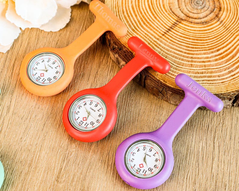 Custom Nurses Pocket Watch, Personalized Name Silicone Alloy Watch, Medical Professional Gift image 3
