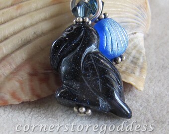 Blue Goldstone Pelican Charm/Zipper Pull from Cornerstoregoddess