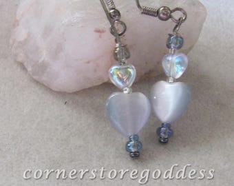 Gentle Grey Gray Valentine Heart Earrings by Cornerstoregoddess