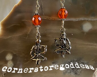 Halloween Dancing Disco Skeleton Earrings EHAG by Cornerstoregoddess