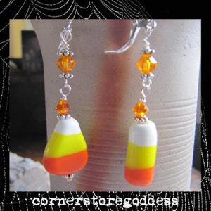 Candy Corn Halloween Earrings EHAG image 1