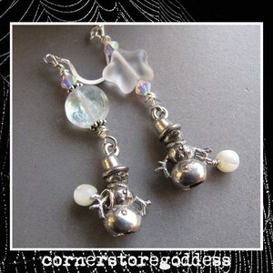 Snowmen Snowperson Attack of the Zombie Snowman Earrings by Cornerstoregoddess EHAG image 3