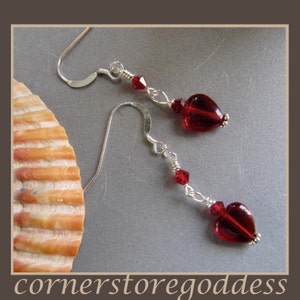 Burgundy Heart Love Valentine Earrings from Cornerstoregoddess image 1